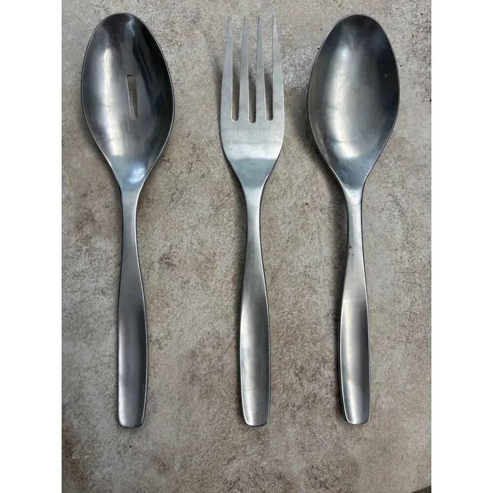 Gourmet Settings 3 Piece 18/10 Stainless Utensil Set 2 Serving Spoons Meat Fork
